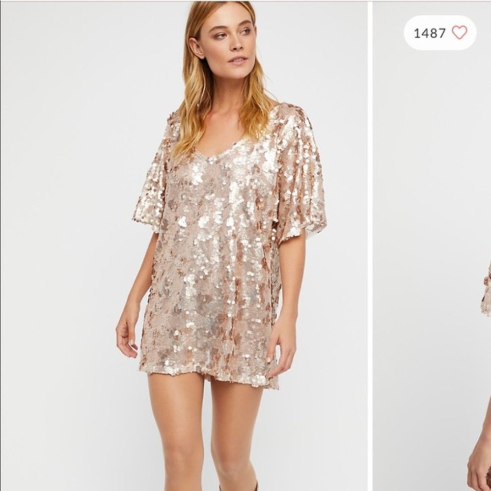 Free People Sequin T-Shirt Mini Dress